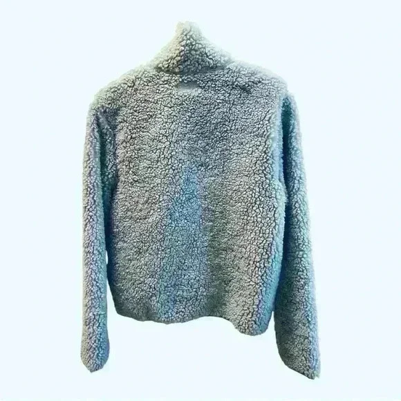 Reel Life Women's Sherpa Jacket Blue Size L Full Zip Stand Collar. - Picture 2 of 7